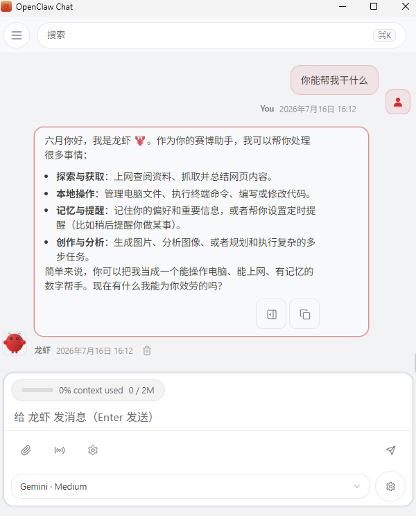 OpenClaw聊天界面 OpenClaw聊天界面